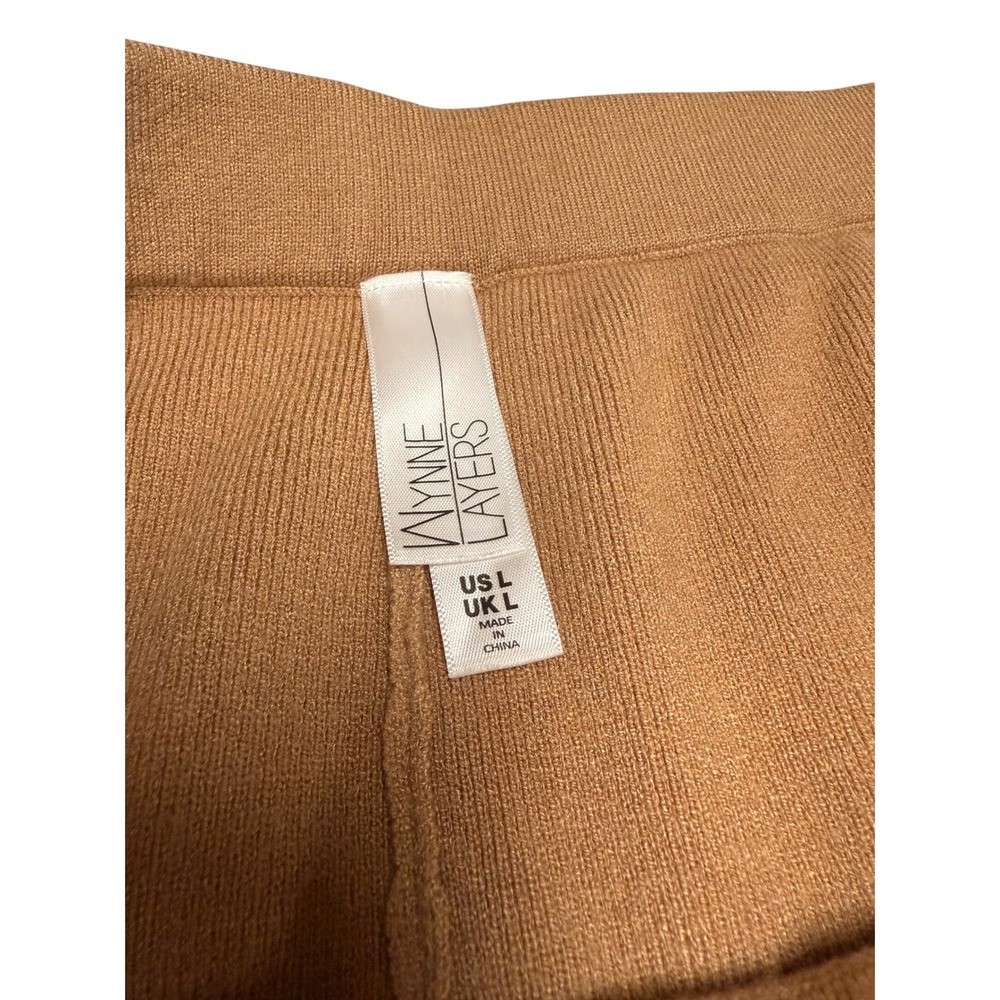 Wynne Layers, Brown Wide leg Knit Pants, Women's Large - Picture 3 of 5